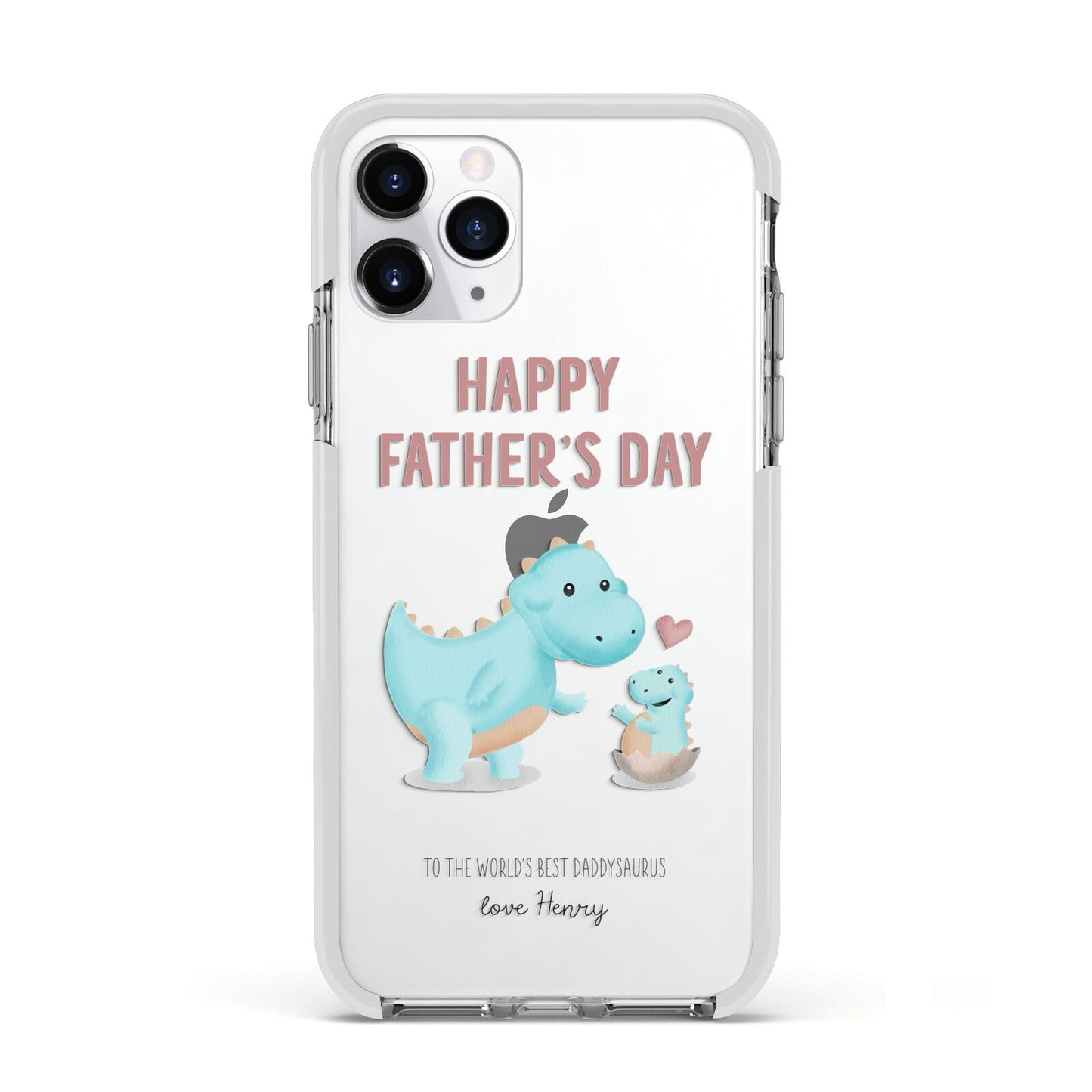 Happy Fathers Day Daddysaurus Apple iPhone 11 Pro in Silver with White Impact Case