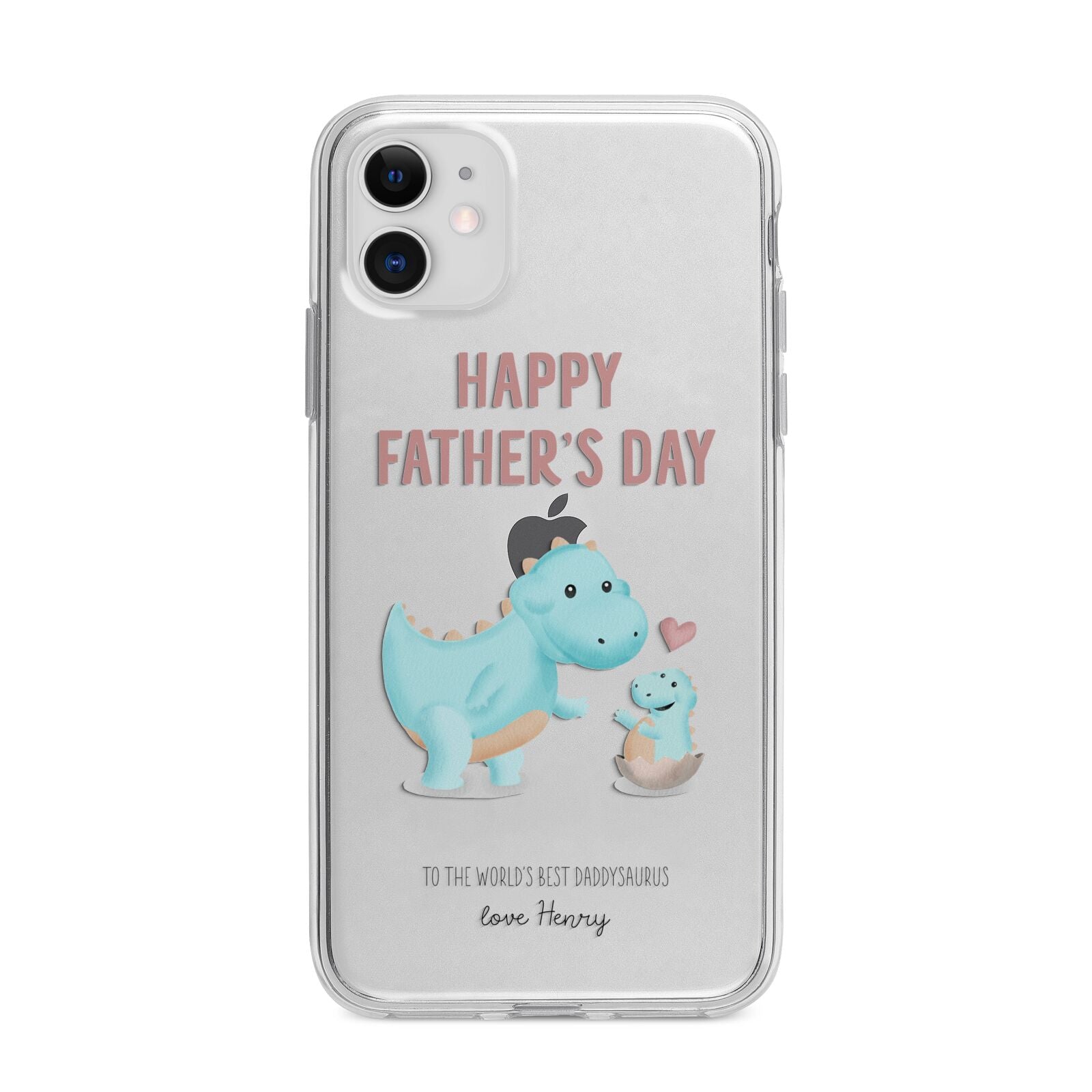 Happy Fathers Day Daddysaurus Apple iPhone 11 in White with Bumper Case