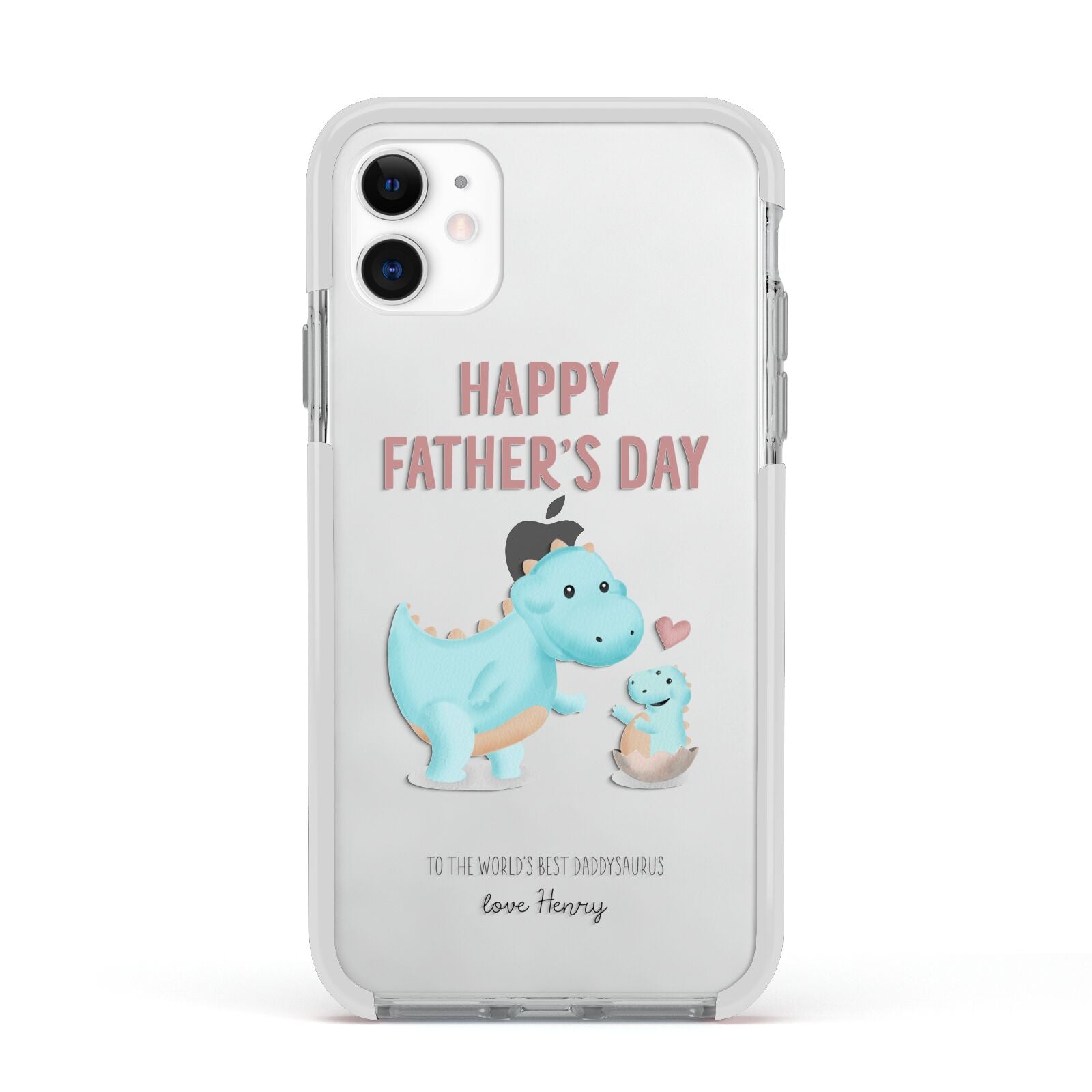 Happy Fathers Day Daddysaurus Apple iPhone 11 in White with White Impact Case