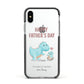Happy Fathers Day Daddysaurus Apple iPhone Xs Impact Case Black Edge on Silver Phone
