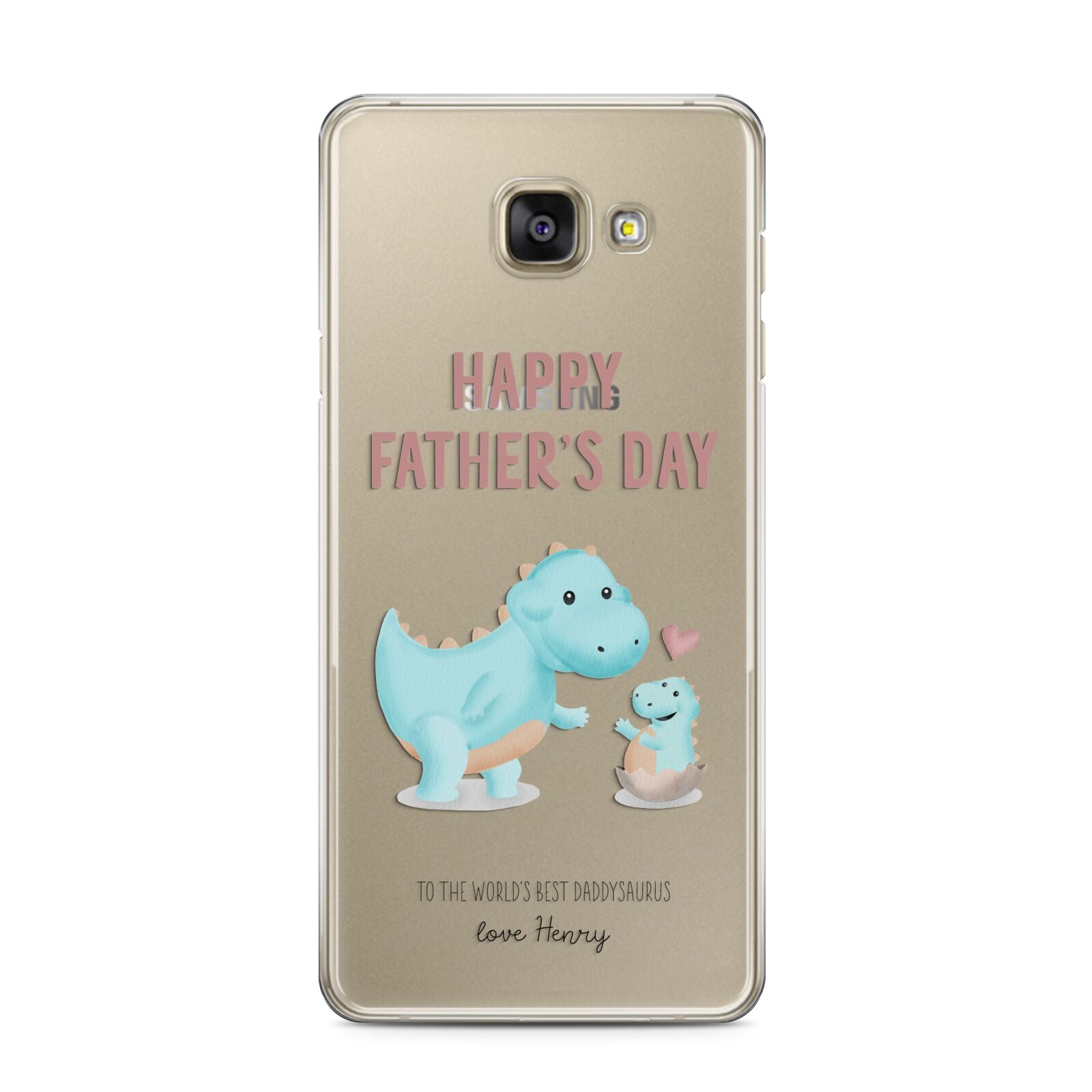 Happy Fathers Day Daddysaurus Samsung Galaxy A3 2016 Case on gold phone