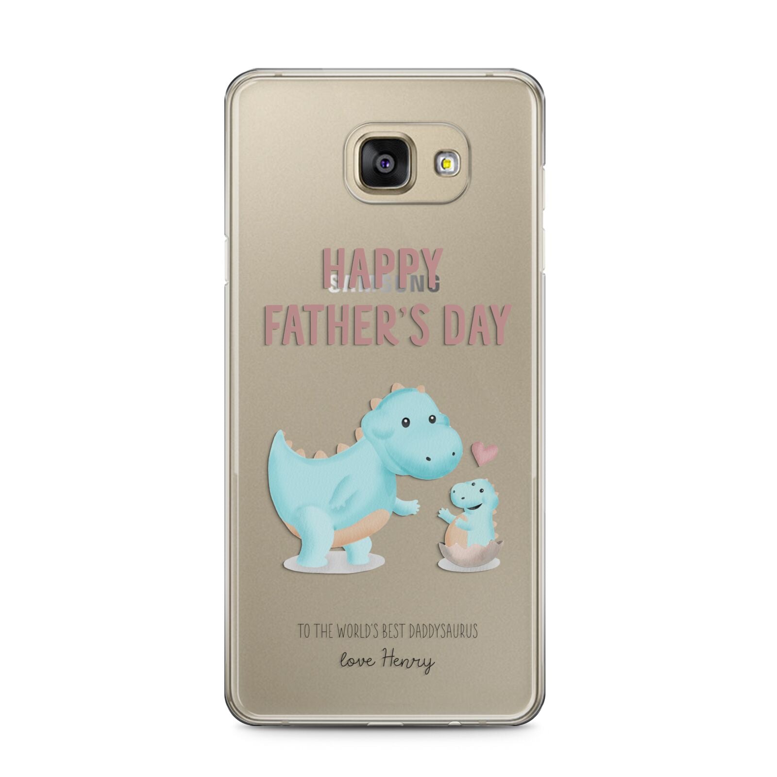 Happy Fathers Day Daddysaurus Samsung Galaxy A5 2016 Case on gold phone