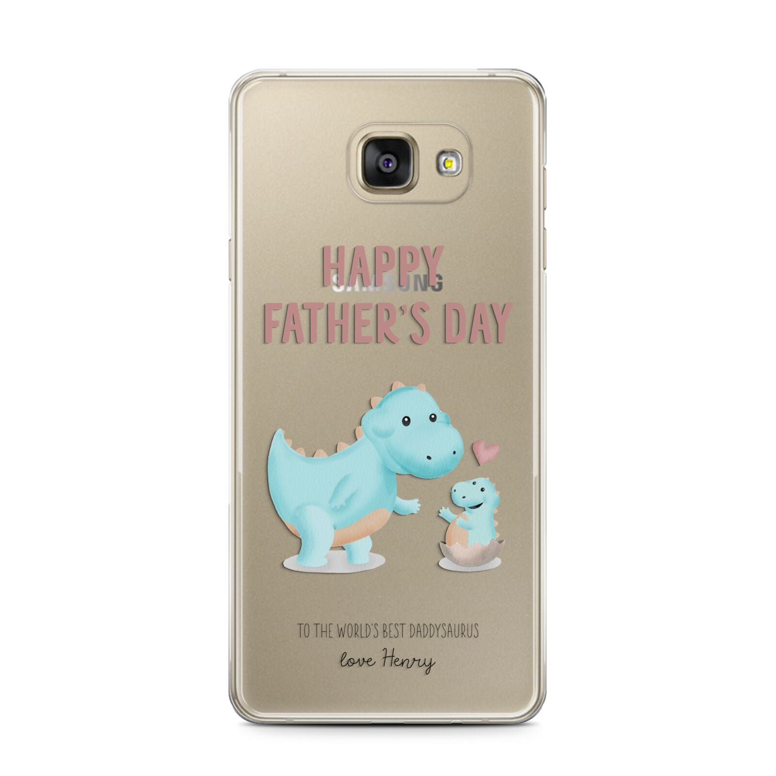 Happy Fathers Day Daddysaurus Samsung Galaxy A7 2016 Case on gold phone