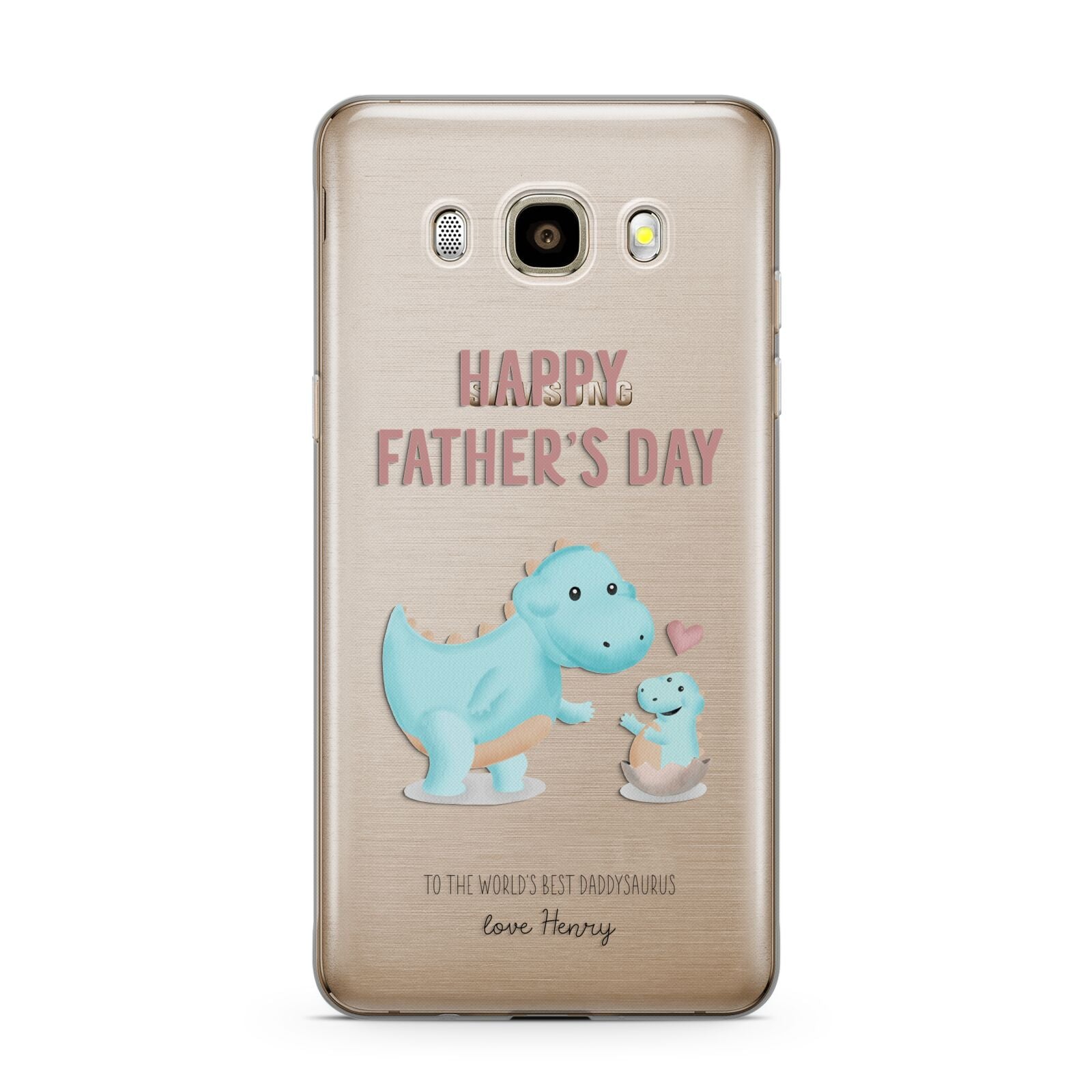 Happy Fathers Day Daddysaurus Samsung Galaxy J7 2016 Case on gold phone