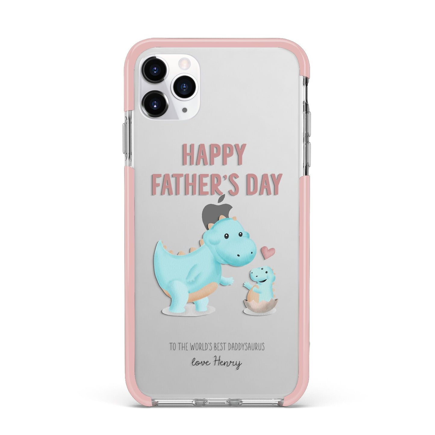 Happy Fathers Day Daddysaurus iPhone 11 Pro Max Impact Pink Edge Case