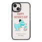 Happy Fathers Day Daddysaurus iPhone 13 Black Impact Case on Silver phone