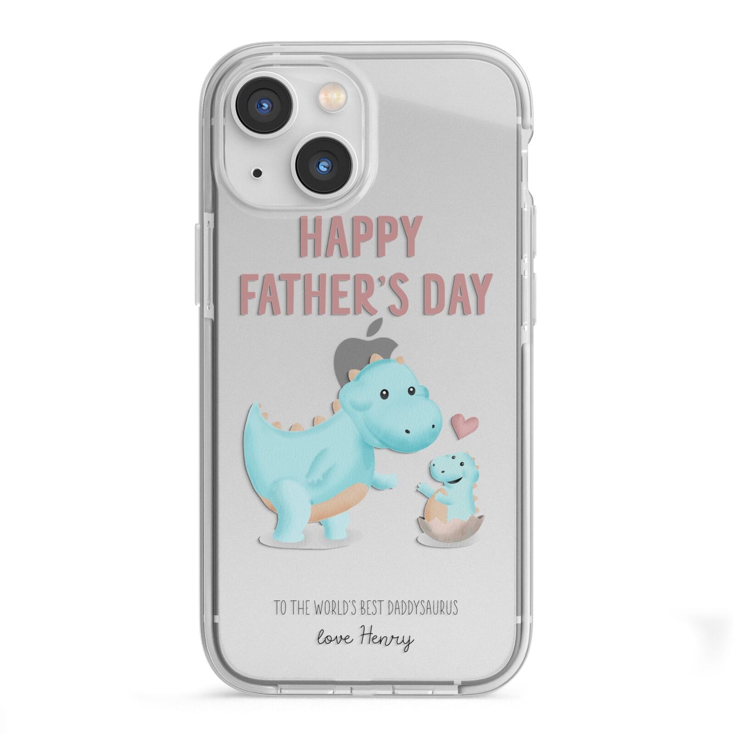 Happy Fathers Day Daddysaurus iPhone 13 Mini TPU Impact Case with White Edges