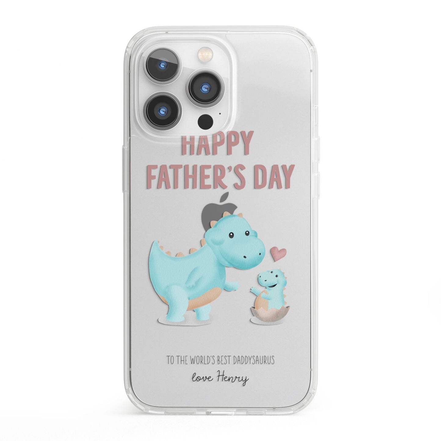 Happy Fathers Day Daddysaurus iPhone 13 Pro Clear Bumper Case