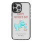 Happy Fathers Day Daddysaurus iPhone 13 Pro Max Black Impact Case on Silver phone