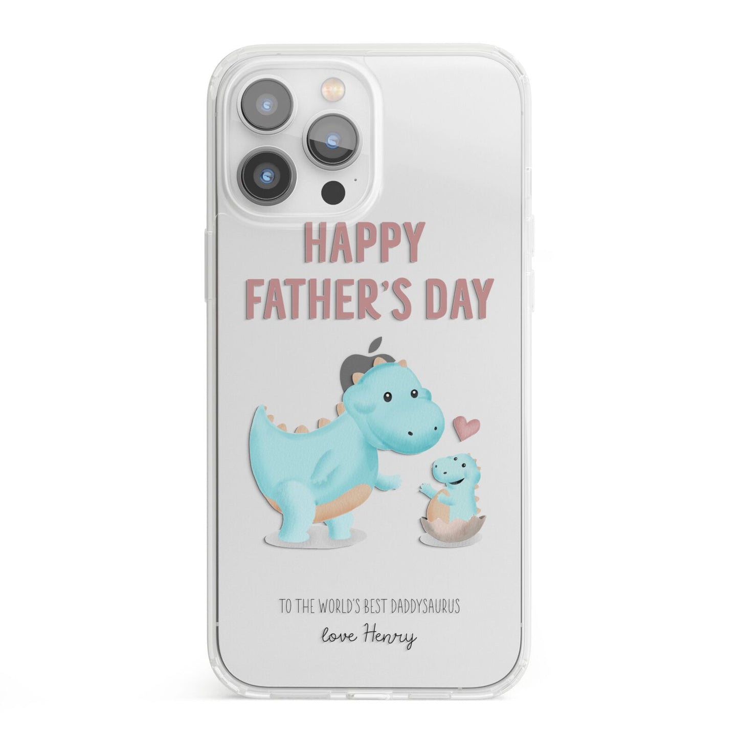 Happy Fathers Day Daddysaurus iPhone 13 Pro Max Clear Bumper Case