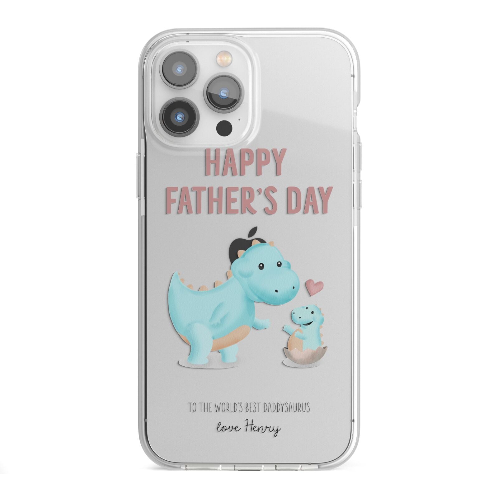 Happy Fathers Day Daddysaurus iPhone 13 Pro Max TPU Impact Case with White Edges