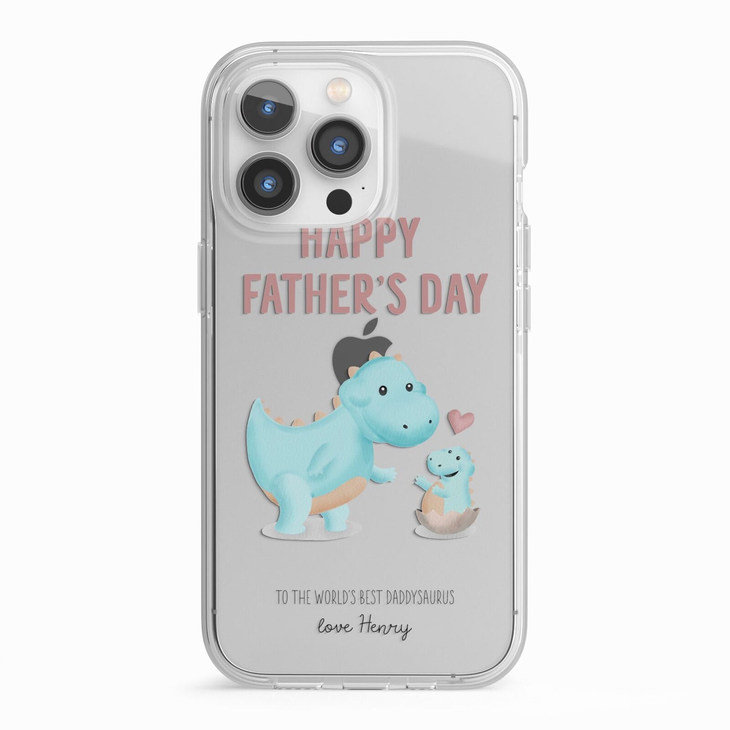 Happy Fathers Day Daddysaurus iPhone 13 Pro TPU Impact Case with White Edges