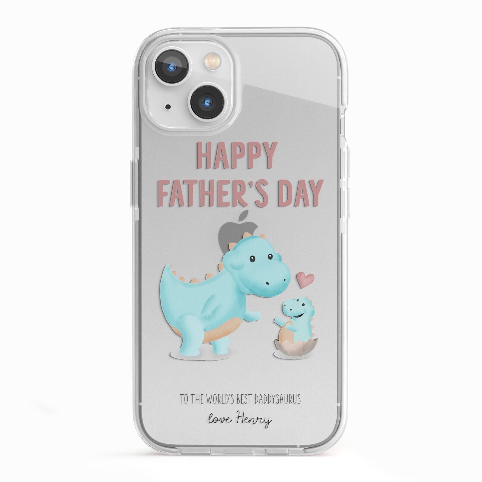 Happy Fathers Day Daddysaurus iPhone 13 TPU Impact Case with White Edges
