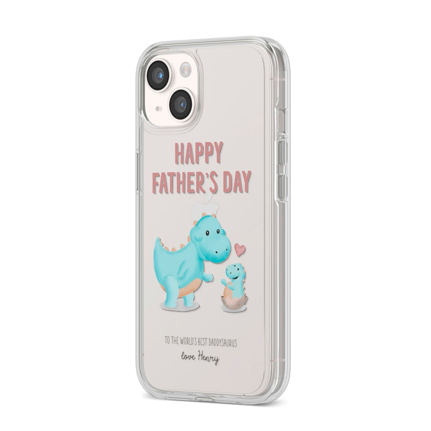 Happy Fathers Day Daddysaurus iPhone 14 Clear Tough Case Starlight Angled Image