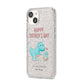 Happy Fathers Day Daddysaurus iPhone 14 Glitter Tough Case Starlight Angled Image