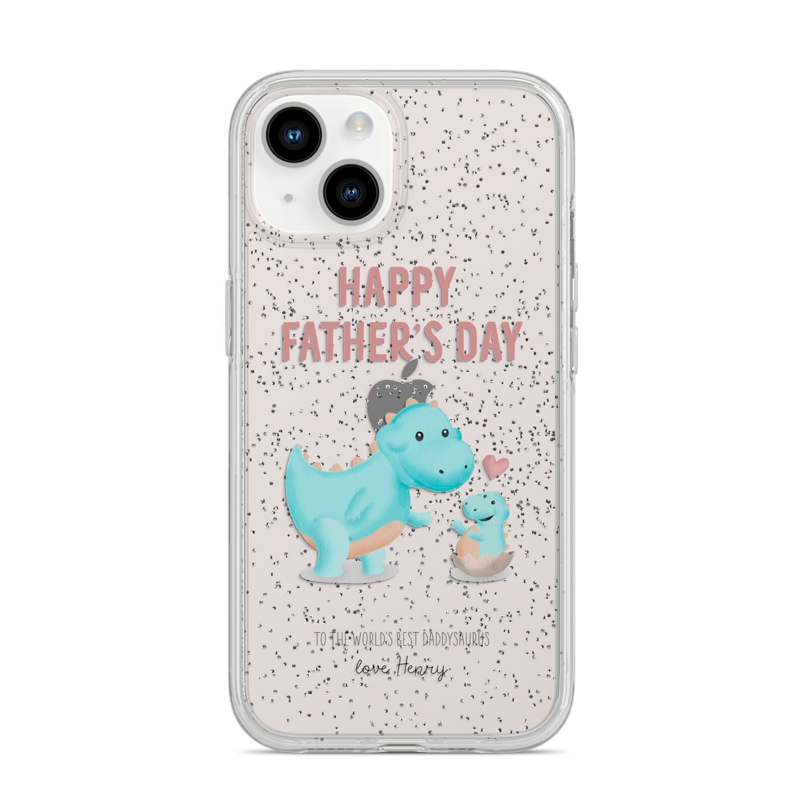 Happy Fathers Day Daddysaurus iPhone 14 Glitter Tough Case Starlight