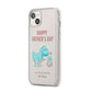 Happy Fathers Day Daddysaurus iPhone 14 Plus Clear Tough Case Starlight Angled Image