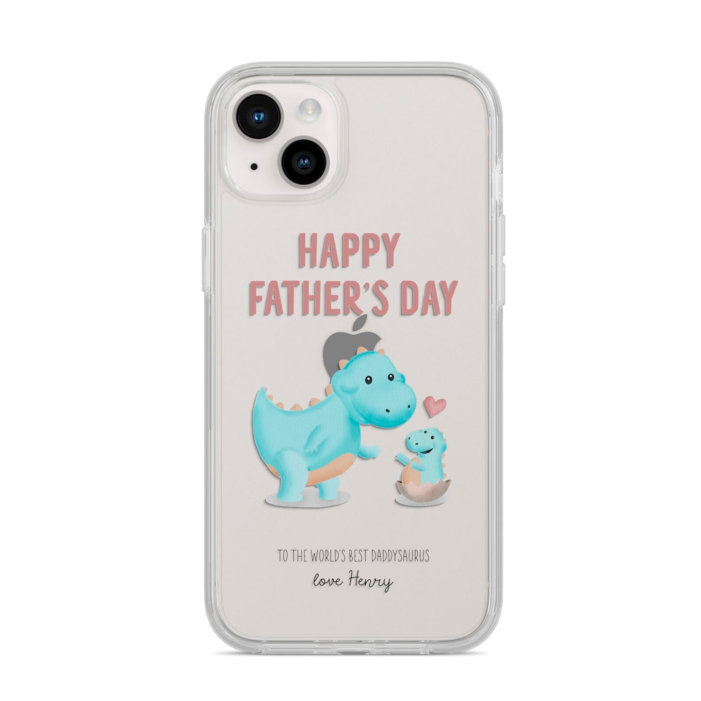Happy Fathers Day Daddysaurus iPhone 14 Plus Clear Tough Case Starlight