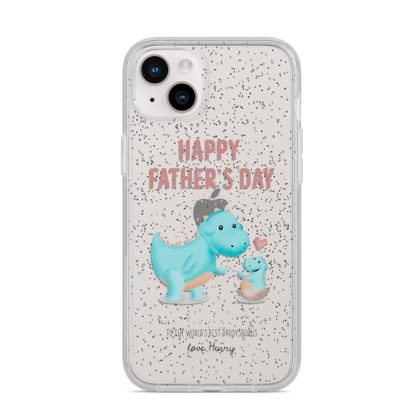 Happy Fathers Day Daddysaurus iPhone 14 Plus Glitter Tough Case Starlight
