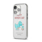Happy Fathers Day Daddysaurus iPhone 14 Pro Clear Tough Case Silver Angled Image