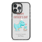 Happy Fathers Day Daddysaurus iPhone 14 Pro Max Black Impact Case on Silver phone