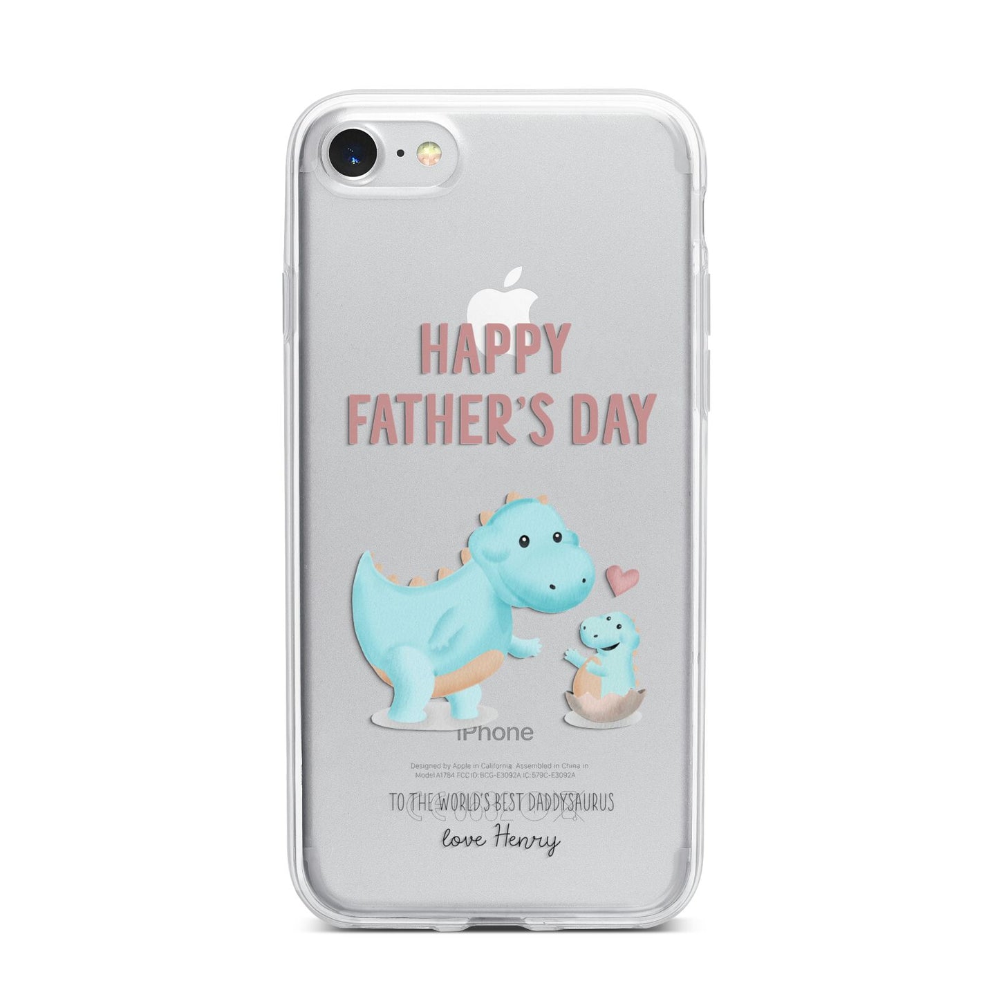 Happy Fathers Day Daddysaurus iPhone 7 Bumper Case on Silver iPhone
