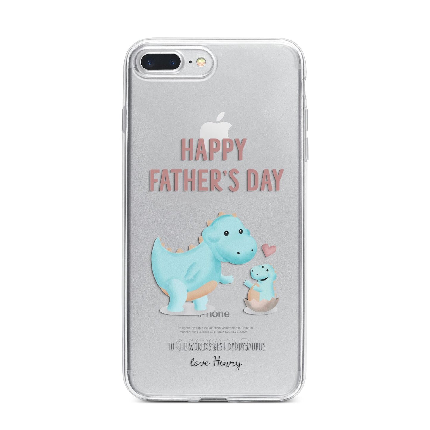 Happy Fathers Day Daddysaurus iPhone 7 Plus Bumper Case on Silver iPhone
