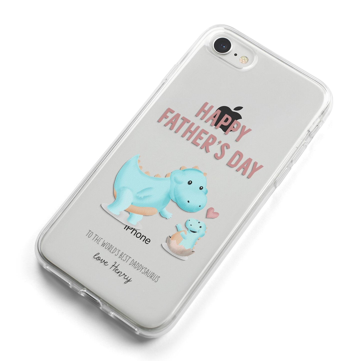 Happy Fathers Day Daddysaurus iPhone 8 Bumper Case on Silver iPhone Alternative Image