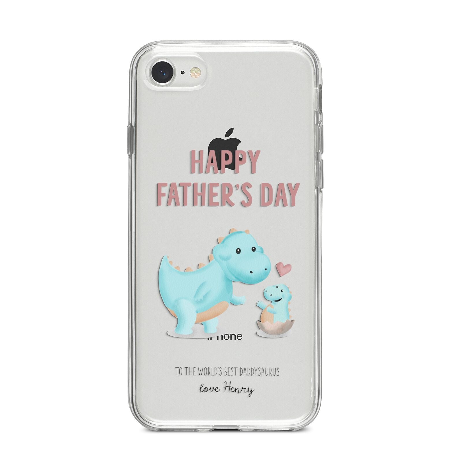 Happy Fathers Day Daddysaurus iPhone 8 Bumper Case on Silver iPhone