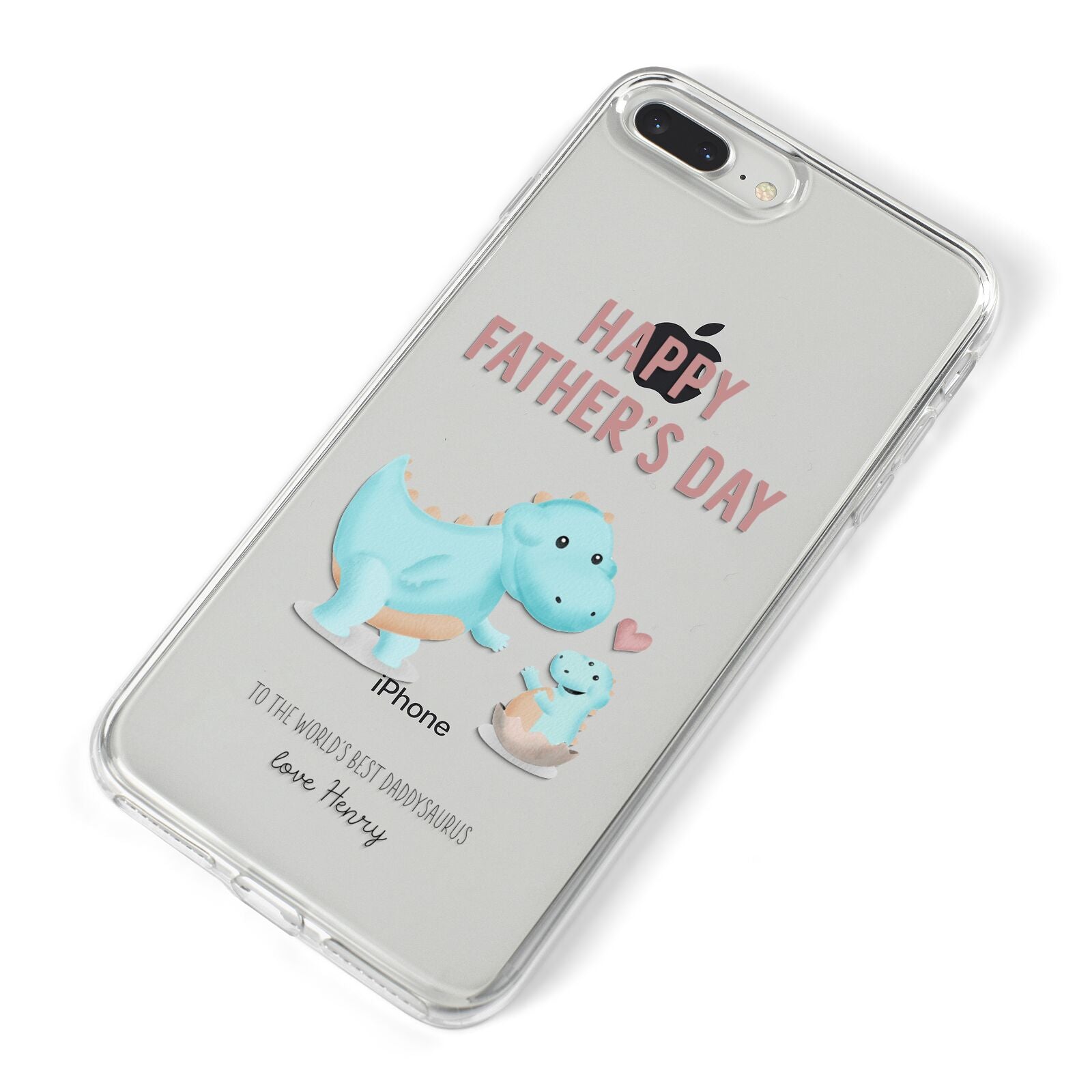 Happy Fathers Day Daddysaurus iPhone 8 Plus Bumper Case on Silver iPhone Alternative Image