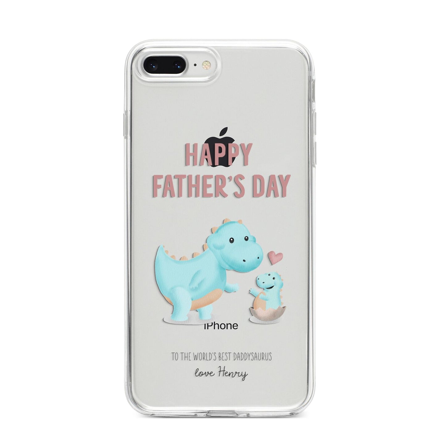 Happy Fathers Day Daddysaurus iPhone 8 Plus Bumper Case on Silver iPhone