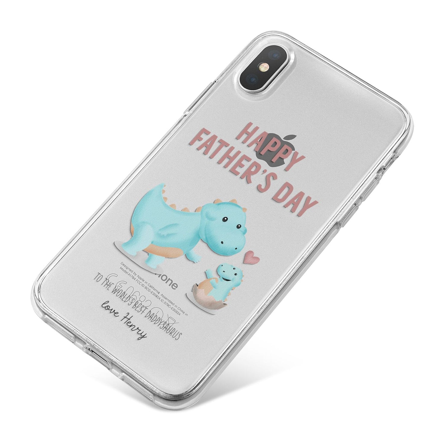 Happy Fathers Day Daddysaurus iPhone X Bumper Case on Silver iPhone
