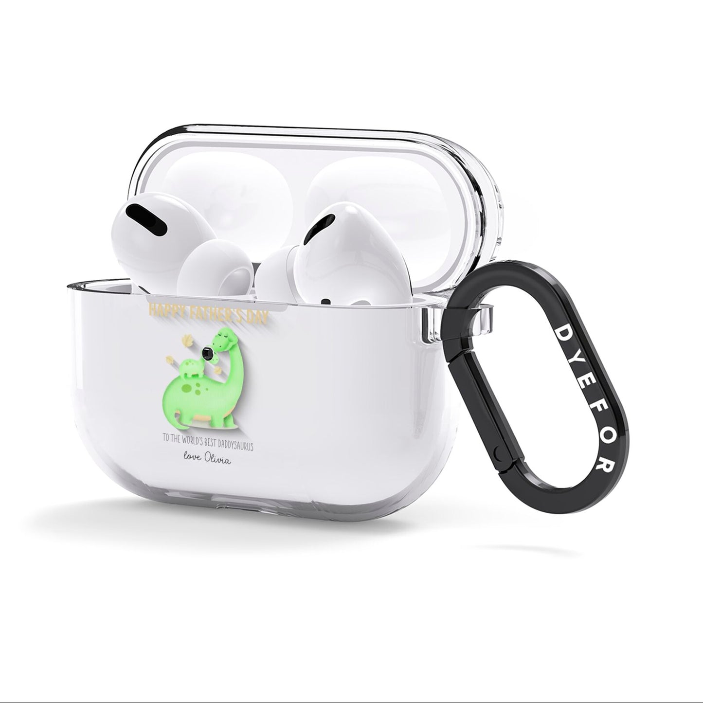 Happy Fathers Day Dino AirPods Clear Case 3rd Gen Side Image