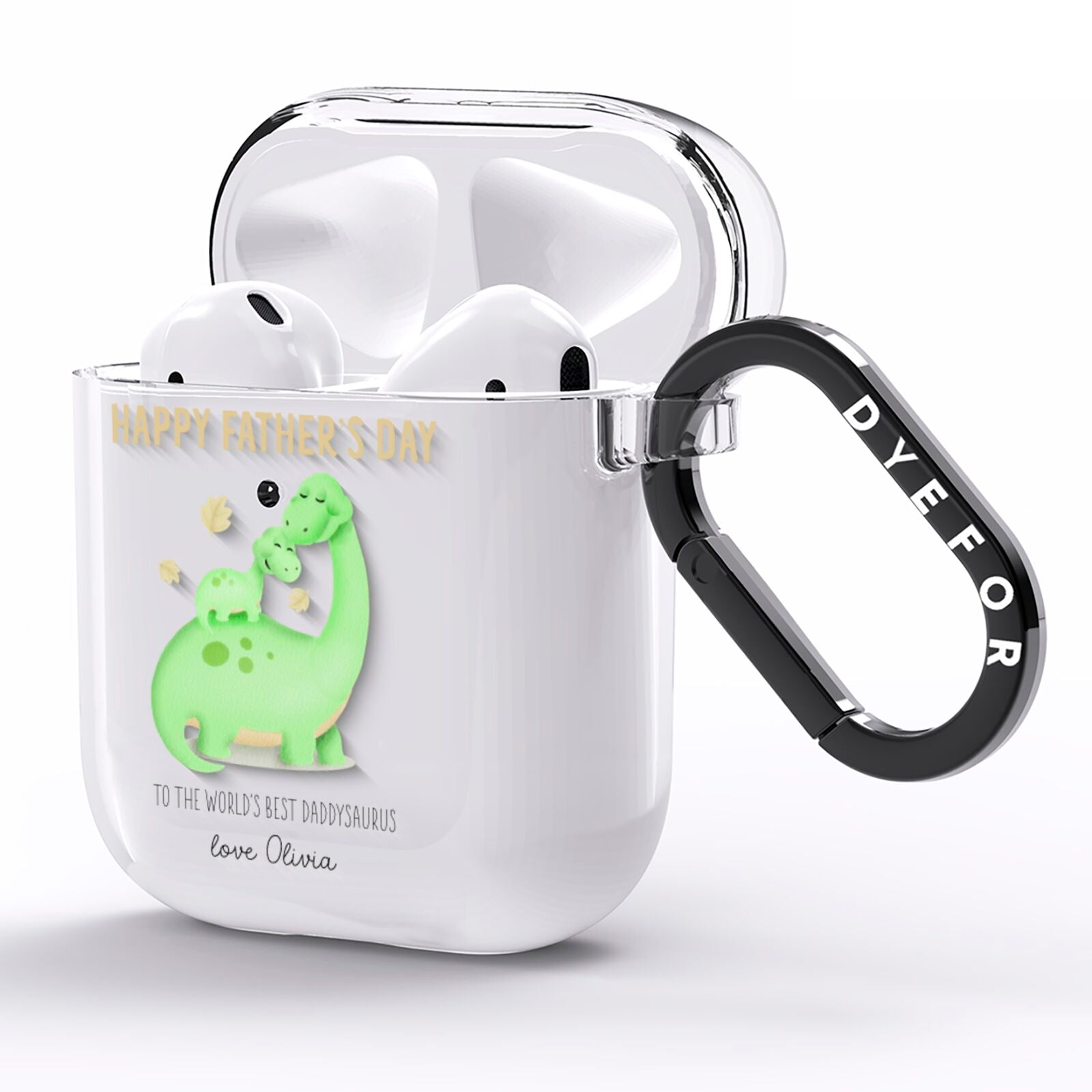 Happy Fathers Day Dino AirPods Clear Case Side Image
