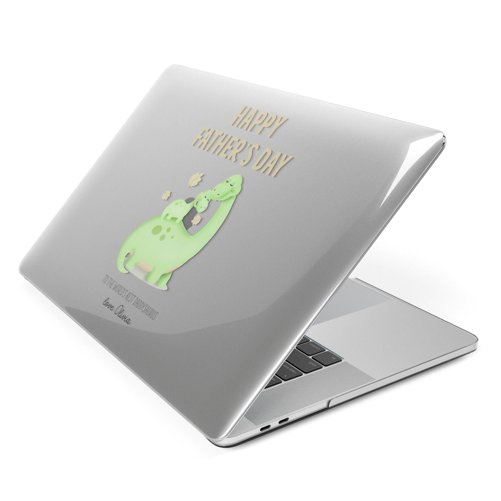 Happy Fathers Day Dino Apple MacBook Case Side View