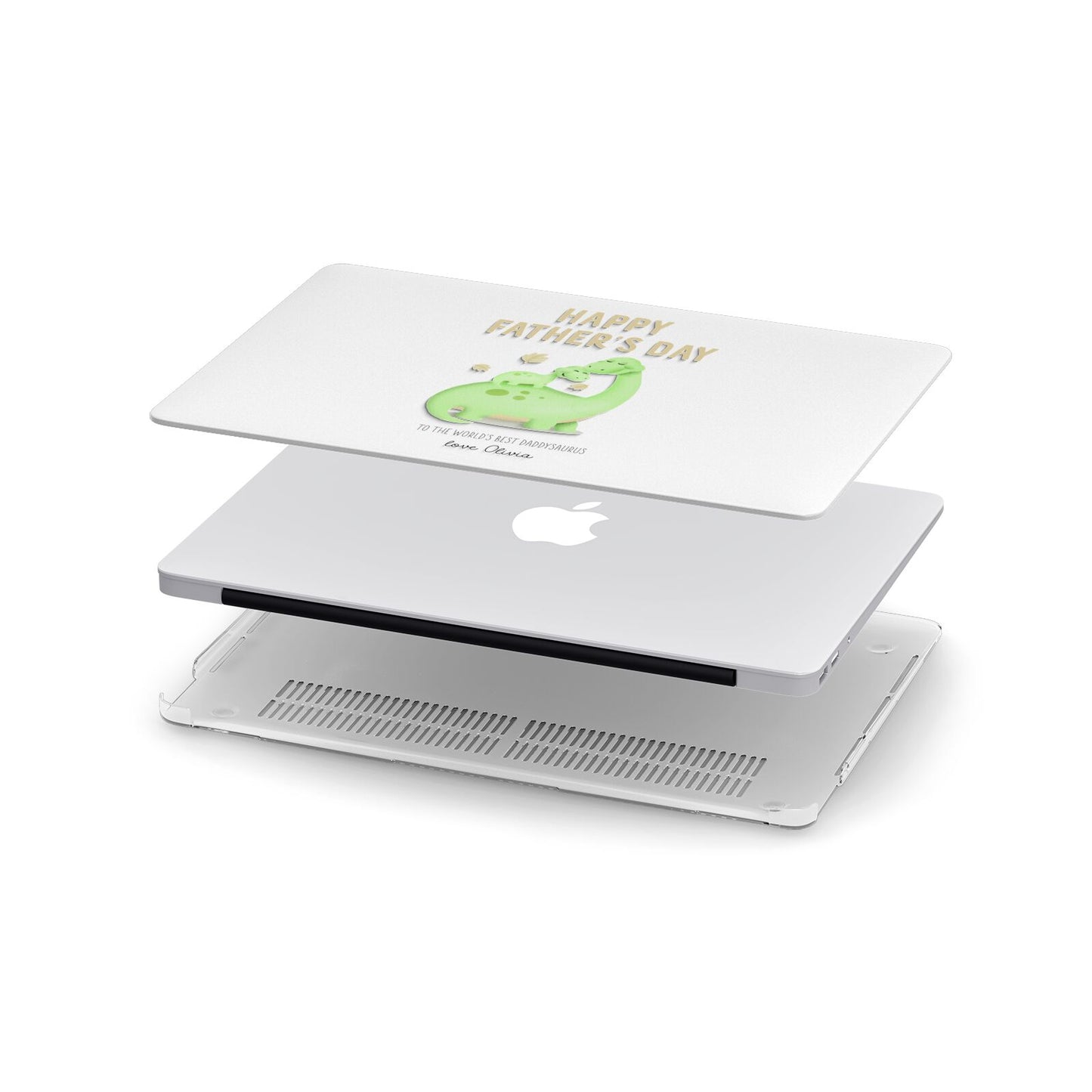 Happy Fathers Day Dino Apple MacBook Case in Detail