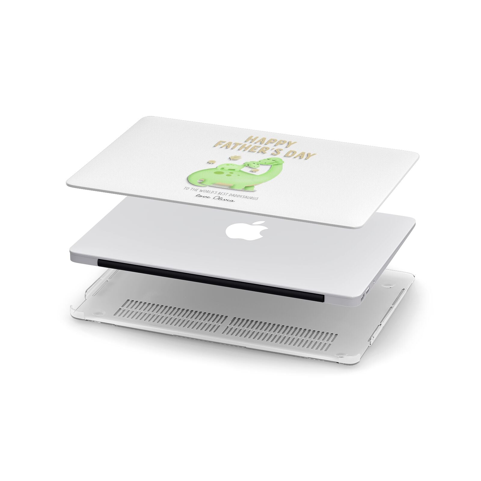 Happy Fathers Day Dino Apple MacBook Case in Detail