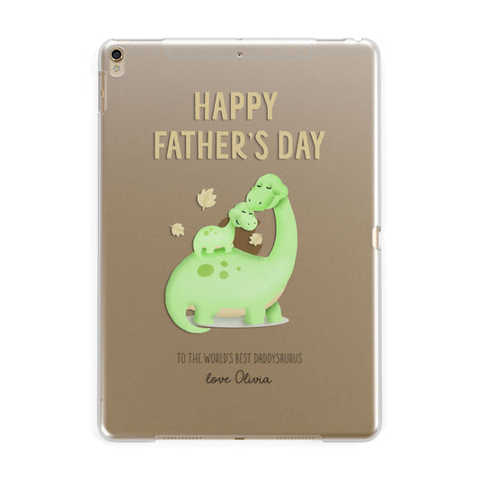Happy Fathers Day Dino Apple iPad Gold Case