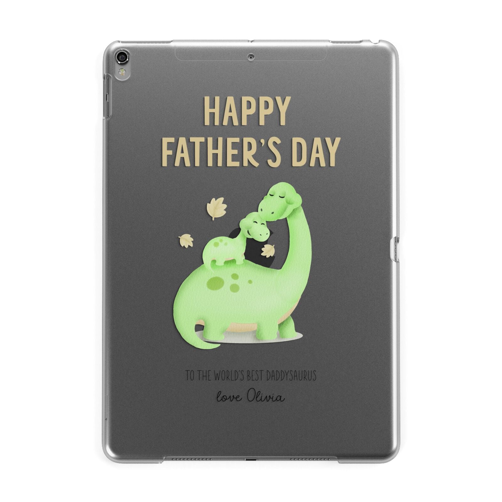 Happy Fathers Day Dino Apple iPad Grey Case
