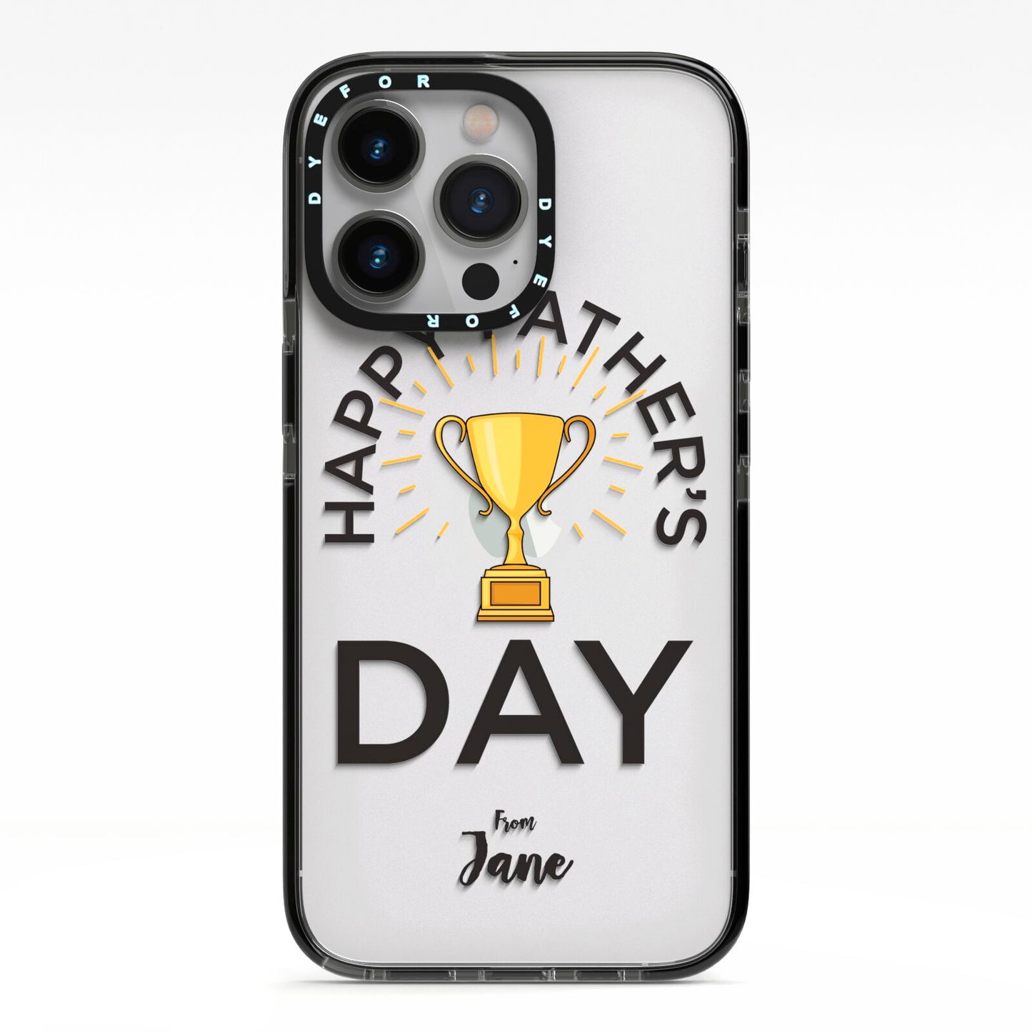Happy Fathers Day iPhone 13 Pro Black Impact Case on Silver phone