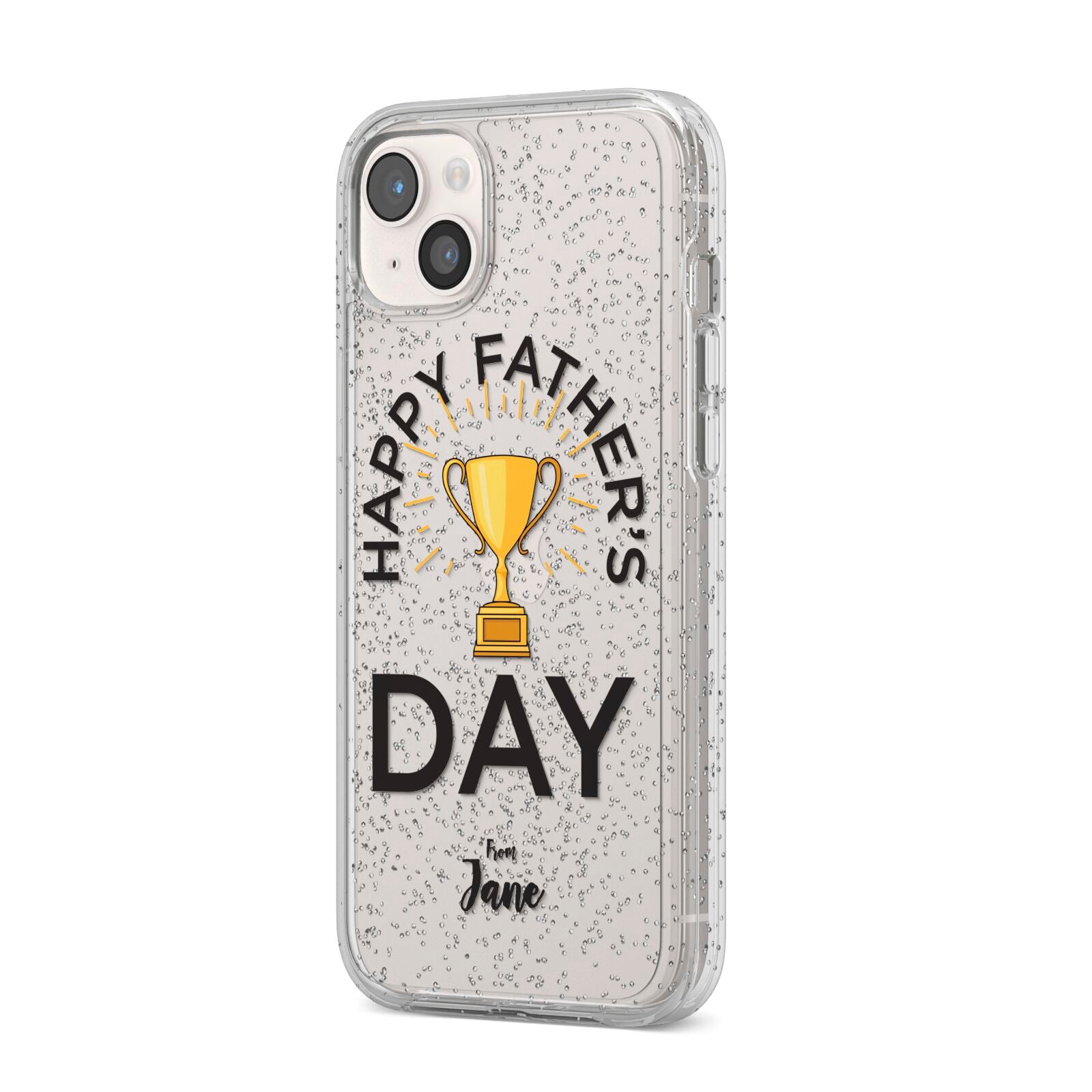 Happy Fathers Day iPhone 14 Plus Glitter Tough Case Starlight Angled Image
