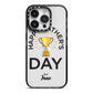 Happy Fathers Day iPhone 14 Pro Black Impact Case on Silver phone