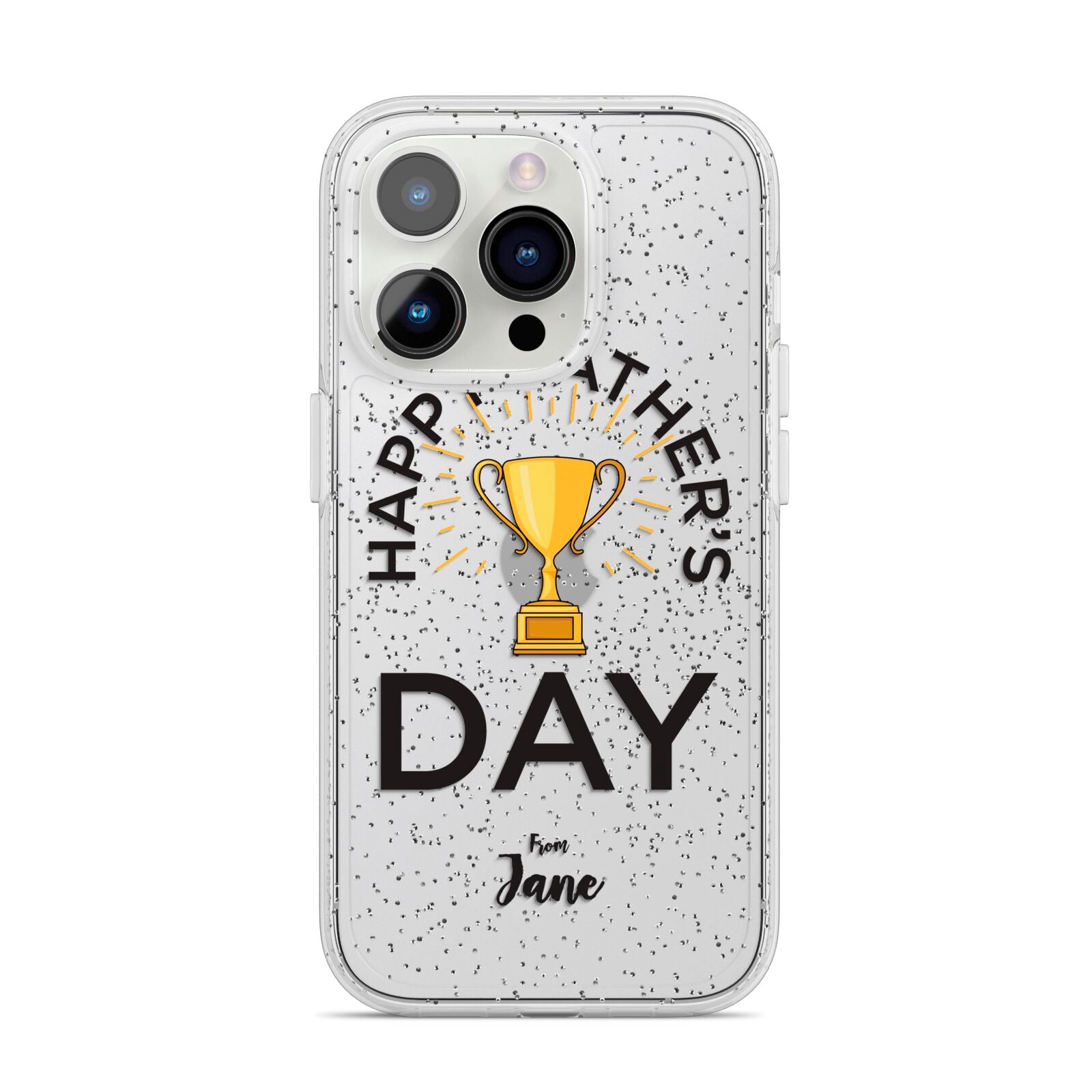 Happy Fathers Day iPhone 14 Pro Glitter Tough Case Silver