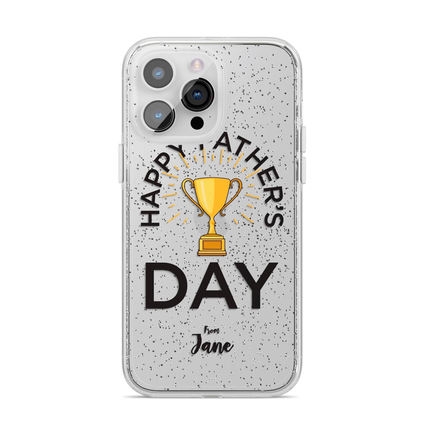 Happy Fathers Day iPhone 14 Pro Max Glitter Tough Case Silver
