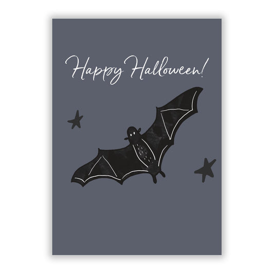 Happy Halloween Bat A5 Flat Greetings Card