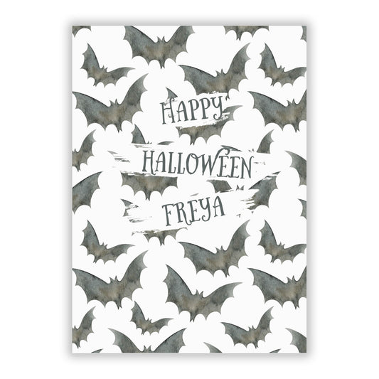Happy Halloween Bat Cloud A5 Flat Greetings Card