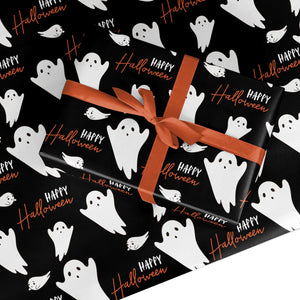 Happy Halloween Ghost Pattern Wrapping Paper