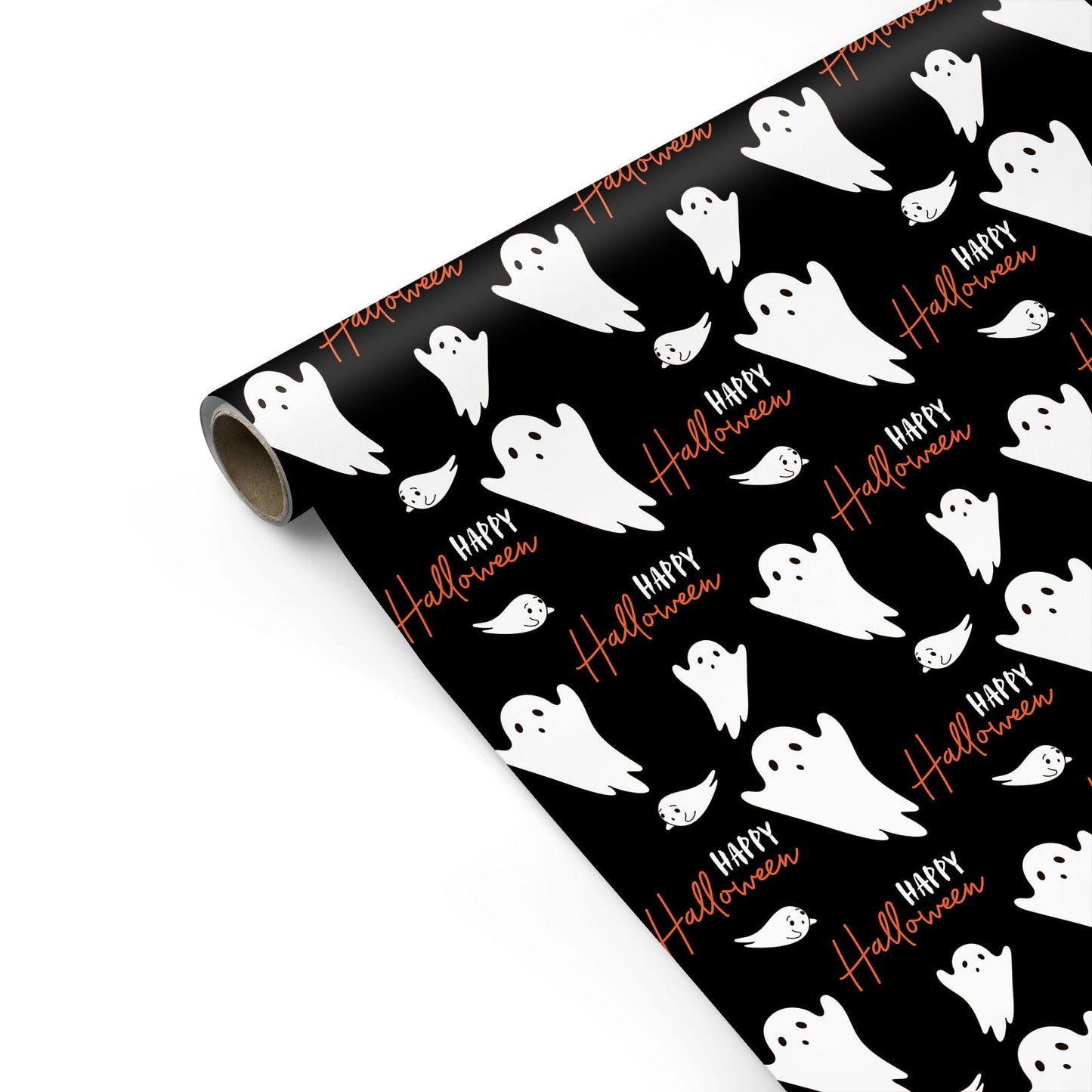 Happy Halloween Ghost Pattern Personalised Gift Wrap