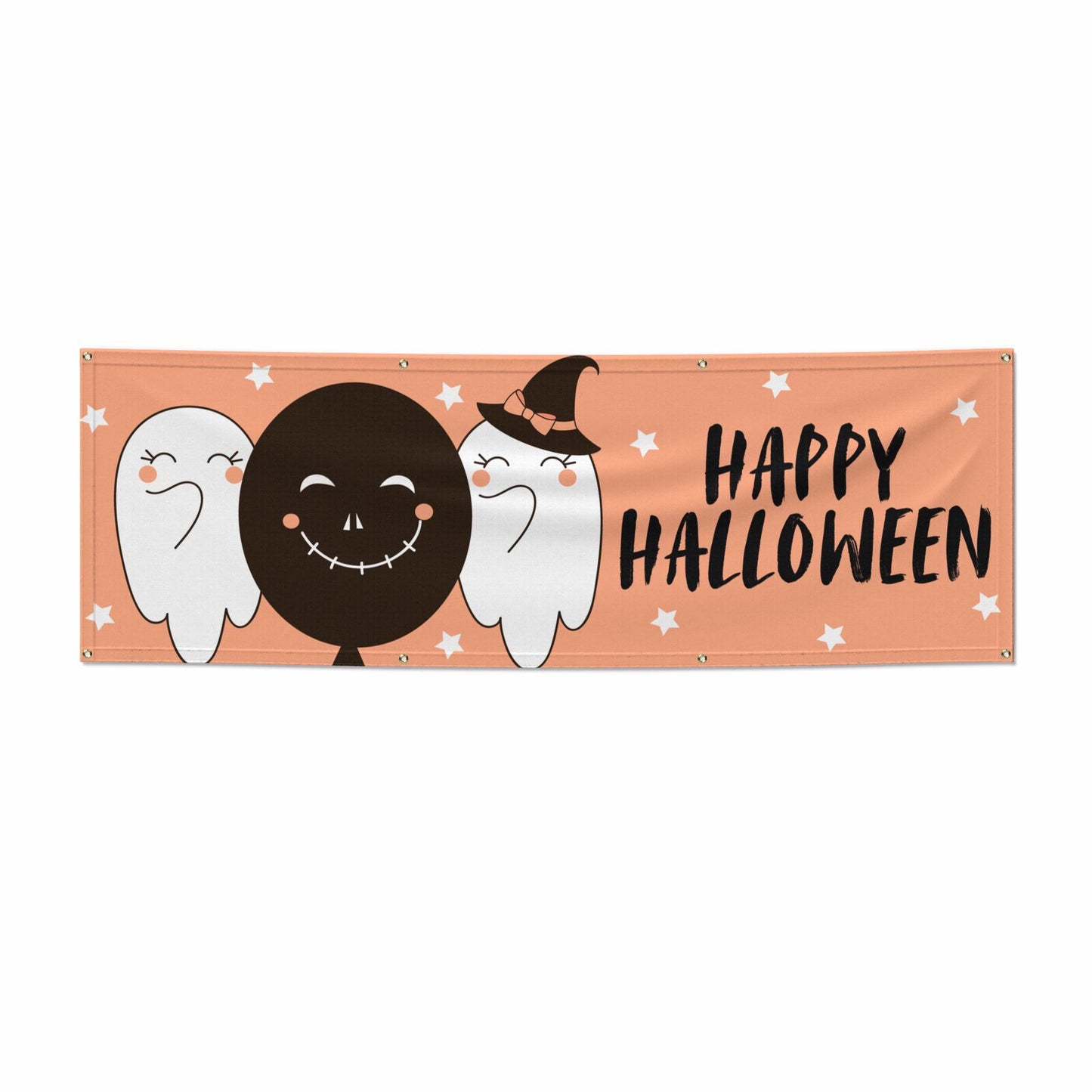 Happy Halloween Ghostly 6x2 Vinly Banner with Grommets