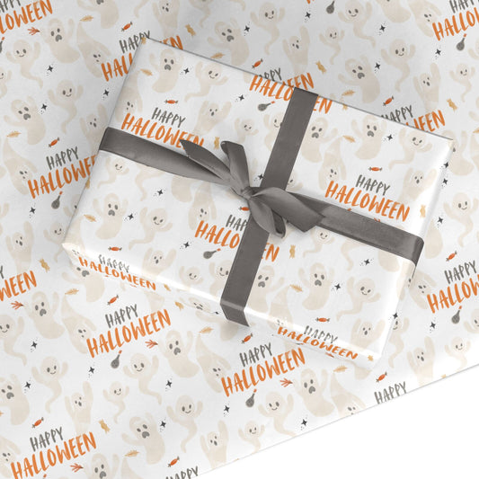Happy Halloween Ghosts Custom Wrapping Paper